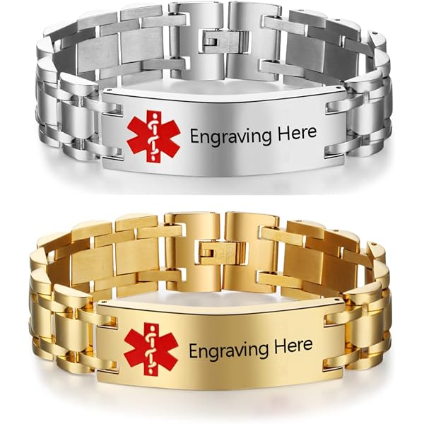 thumbnail image 2 of Medical Alert Bracelets For Men Women Kid Medical Id Bracelets With Free Laser Engraving Adjustable Stainless Steel Band Magnetic Security Clasp 2 of 11