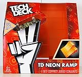 Tech Deck - rampa de neón - color naranja Double banco Ramp incl. Glow in the Dark tarjeta