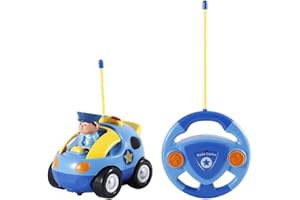 Brigamo Zdalnie sterowany samochód policyjny dla małych dzieci, samochód wyścigowy, zabawka dla małych dzieci, zabawka ze światłem i dźwiękiem