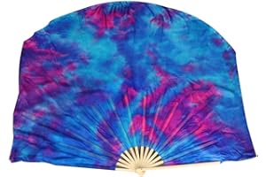 Winged Sirenny Single Belly Dance Short Silk Fan Veil,Large Flutter Flag Streamer (Mermaid)