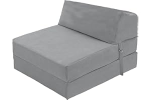 Loft 25 Single Fold Out Chair Graceland Z Bed | Guest Foldable Sofa Futon Mattress | Living Room Furniture | Ergonomically Designed | Soft and Comfy (Graceland Graphite)