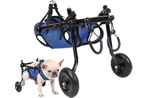 MANGGUO Sedia a rotelle leggera cane, gamba posteriore regolabile carrozzo per animali domestici, cane a rotelle mobile carrozzo di assistenza per disabili feriti 5-8kg cuccioli