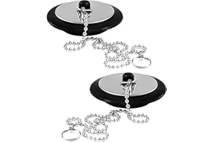 WNV Universal Bath Plug and Chain, 2 Pcs Bathroom Sink Plugs Replacement Stainless Steel Drain Stopper Kitchen Bath Pop Up Sink Plug Replacement (Size 1.65in To 1.77in)
