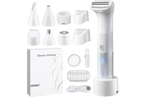 Yokilly Lady Shavers for Women: 6 in 1 Electric Bikini Trimmer Women - Epilator Facial Hair Remover Wet & Dry - Painless Body Shaver for Face, Underarms, Legs, Arms, Eyebrow & Intimate Areas (6 in 1)