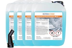 ‎RICHTER CHEMIE 20 Liter (4 x 5 Liter) Premium Scheibenfrostschutz - 60 Grad | Frostschutz Konzentrat für die Auto Scheibenwaschanlage | Scheibenfrostschutz Konzentrat 20L | Frostschutzmittel Scheibenwaschanlage
