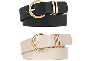 VONMELLI 2 Pezzi Cintura Donna in Pelle PU Eleganti Cinture Da Donna Per Abiti Moda Cintura Donna Pelle Cintura Retrò Cintura Classica Regolabile Cinturino Per Jeans Pantaloni