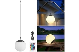 FUYO 1 lampe solaire avec 16 couleurs - Étanche - Boule décorative solaire LED - Lampe suspendue - Charge USB - RVB - Pour l'intérieur et l'extérieur - Diamètre : 20 cm