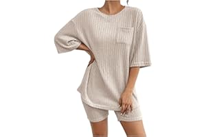 OZHENXIANGZH Set Damen Casual Anzug Einfarbig Sommer Shorts und Tops Zweiteilige Sets Sportanzüge Hosenanzug Set Frauen Zweiteiler Yoga Outfit Sommer Zweiteiler für Damen Sommer Outfits Damen Set Streetwear