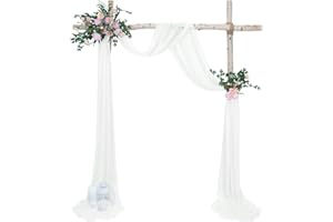 Babenest Wedding Arch Draping Fabric, 1 Panel 31" x 20Ft White Sheer Chiffon Curtain Drapery for Ceiling Ceremony Party Backdrop Décor