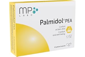MP Labo Palmidol® PEA 30 Gélules - Confort et Bien-être du Chien et du Chat - Idéal pour les Animaux en Convalescence ou Agés - Contient du Palmitoyléthanolamide et de l'Astaxanthine