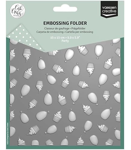 Cartella Per Embossing 3D Vaessen Creative – Motivo Cupcake & Palloncini 15x15 Cm | Fai Da Te E Scrapbooking