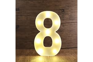 SMOTOT LED Lettres Lumières Alphabet Lampe Lettre Éclairage Lampe Lumineux Veilleuse Décoration pour Anniversaire Noël Mariage Fête Saint-Valentin avec 2AA Batterie Crochet sans traces