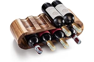 GENERIC Acacia Wood Countertop Wine Rack, 2-Tier 8-Bottle Stand, Free-Standing, No Assembly Required