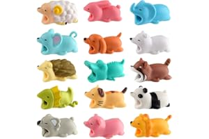 TUPARKA 15 STÜCKE Tiere Kabel Tiere Kabel Silikon Protector bisse Ladekabel Saver USB Ladekabelschutz Kompatibel mit iPhone/Android