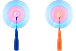 ULTRABYEASYPEASYSTORE Pack of 2 1 Blue 1 Orange LED Swivel Fan Wand LED Windmill Spinners Light Up Flashing Spinning Swivel Fan Light Childrens Windmill Spinning Light Toy Party Gifts Favours Kids Light Up Toys