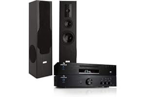 Auna Elegance Tower - Set HiFi avec ampli HiFi, Lecteur CD et Enceintes colonnes (Port USB, ampli 600W, recepteur FM intégré) - Noir