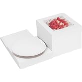 Winter Shore Cake Boxes with Tray (Pack of 10) | White Disposable Cardboard Box with Window for Baking, 350 g/m&sup2;, 10 Inch Tra