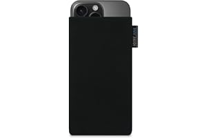 Adore June Classic Schwarz Tasche kompatibel mit iPhone 16 Pro Max 2024 Handytasche aus widerstandsfähigem Cordura Stoff mit Display Reinigungs-Effekt, Made in Europe