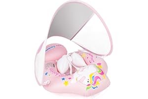NIRCHO Baby Swimming Float, Inflatable Baby Swimming Pool Float with Removable UPF 50+ UV Sun Protection Canopy & Anti-Flip Tail, Swimming Ring with Safety Seat Infant Swim Trainer for 6-36 Months