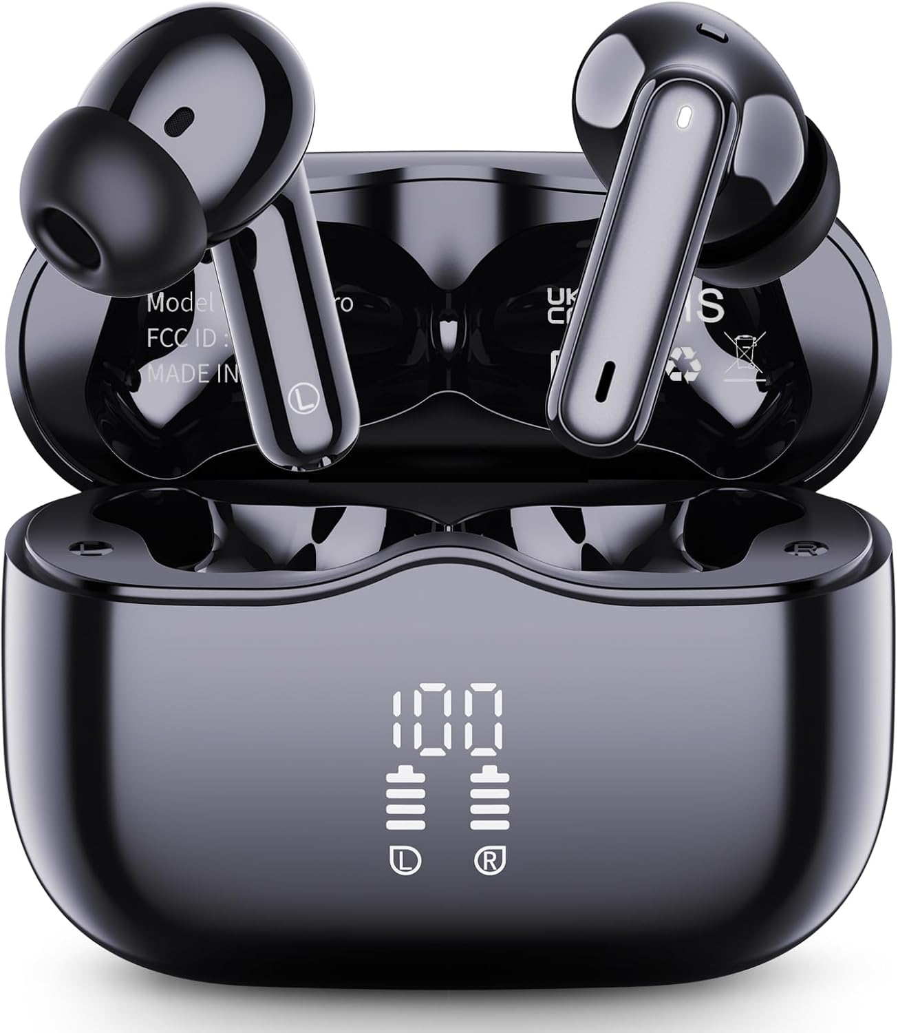 Wireless Earbuds, 2026 Bluetooth 5.4 Headphones in Ear with 4 ENC Noise Cancelling Mic, Wireless Earphones with HiFi Stereo, 40H Playtime, LED Display, Bluetooth Earbuds IP7 Waterproof, Light, USB-C
