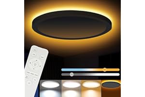 ‎JESLED JESLED LED Sufitowa Lampka z Pilotem, 24W Płaski Plafon 2400LM Światło Ciepłe/Zimne (3000K-6500K) Dimmable - Lampy Sufitowe do Sypialni, Salonu, Łazienki