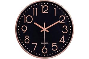 Taodyans Moderno Orologio da Parete Silenzioso Orologio da Cucina Quarzo da 30 cm (Oro Rosa-Nero)
