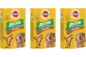BARGAINSMANIA Pack of 3 x 400 g - Biscrok Gravy Bones - Snacks Dog Treats Gravy Bones Biscuits Dog Treats - Omega 3 Fatty Acids - Vitamins & Minerals For Natural Defenses - Strong Teeth And Bones