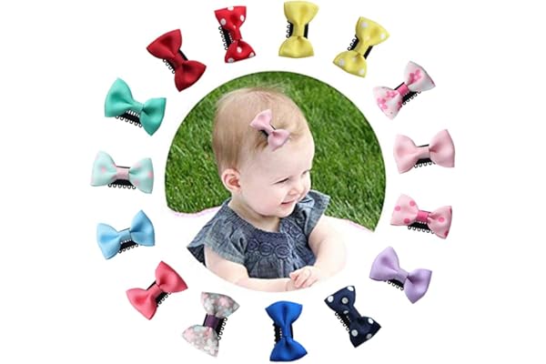 Cosswe Pinces à Cheveux, Barrette Nœuds Cheveux Fins en Ruban Gros-Grain pour Bébés/Fille/Nouveau-Né (15 Pièces, 1.5in x 1.1in, Multicolore, Floral, Nature, Rustique Champêtre)