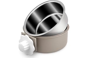 Joyoldelf 2-in-1 Dog Water Bowl, 13cm/5.1In 600ml Hanging Cage Dog Bowl, Removable Stainless Steel Dog Bowls with Plastic for Cats and Dogs and other Small Animals