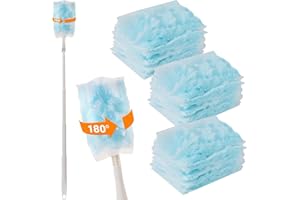 WLICH 30PCS Duster Refills Compatible with Flash, 180° Fluffy Dust Magnet Refill with Extended Handle, Disposable Microfiber Duster Refills for Cleaning