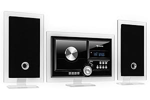 AUNA Stereo Sonic - Impianto Stereo DAB+, Montaggio a Parete, Sintonizzatore Radio DAB+ / FM, Lettore CD, Porta USB per MP3, Bluetooth, Ingresso AUX, Display LCD, Autospegnimento, Nero