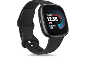 Oumida für Fitbit Versa 3 Armband/Fitbit Versa 4 Armband/Fitbit Sense 2 Armband Damen Herren, Weiches Sport Ersatz Armband Kompatibel mit Fitbit Versa 3/Versa 4/Fitbit Sense/Fitbit Sense 2(L,Schwarz)