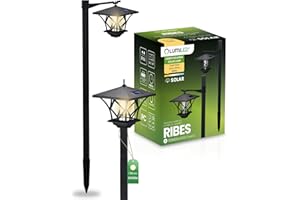 LUMILED Lampa solarna do ogrodu, z ostrzem do wbijania w ziemię, lampa solarna LED do użytku na zewnątrz, ciepła biel, 3000 K, solarna lampa ogrodowa, 150 cm, oświetlenie dróg, dekoracja ogrodowa,