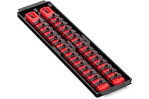 Ernst Manufacturing - 8492 Socket Boss 2-Rail 1/4-Inch-Drive Socket Organizer, 13-Inch, Red - Made in The USA