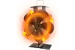 GLOBAL GOLDEN Log Burner Fan Newly 5 Blades Heat Powered Stove Fan, Wood Fireplace Burner Fan Silent Friendly Circulation for Wood/Log Burner/Fireplace