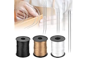 DOUSELLA 14 PCS Aiguille Couture Cuir Main Aiguille à Coudre 7 Styles Aiguilles Coudre Main avec 3 Rouleaux de Fil de Nylon Kit de Couture Cuir pour Artisanat Chaussures Canapés Portefeuille