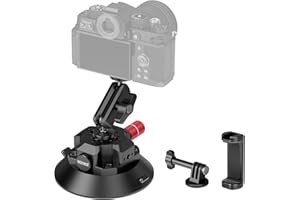 NEEWER Supporto Fotocamera a Ventosa da 4.5"+Magic Arm con Testa Sfera, Fori per ARRI 1/4", Supporto Auto con Porta Telefono e Adattatore Action Camera Compatibile con iPhone GoPro DJI Insta360,CA105