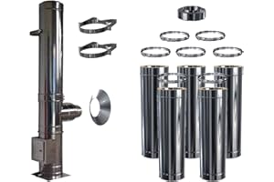 SCHORNSTEIN-ZENTRALLAGER Edelstahlschornstein Schornstein Bausatz doppelwandig DW 150 Höhe 6,2 m 0,5 mm