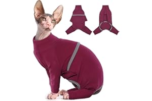Hjyokuso Sphynx Cat Clothes - Breathable Soft Jumpers, Coat With Four Legs, T-Shirt, Warm Sweaters, Pajamas Jumpsuit Vest for Sphynx, Cornish Rex, Devon Rex, Peterbald