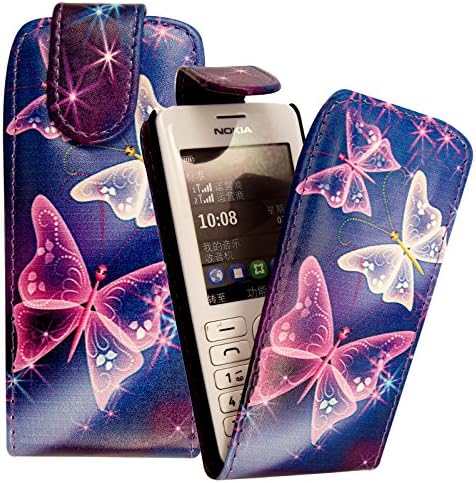 For Nokia 515 Stylish Design Ultra Butterfly On Blue Printed PU Leather Magnetic Flip Case Cover Pouch By CONTINENTAL27