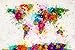 Produktbild World Map Paint Drop Poster - Michael Tompsett Weltkarte (91,5cm x 61cm) + 2 St. transparente Posterleisten mit Aufhängung