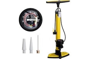 unycos - Bomba de Bicicleta con Manómetro de Alta Presión y Válvulas【Presta | Schrader】 160 PSI/11 Bar | Inflador de Ruedas, Neumáticos, Pelotas, Flotadores, Anillos de Natación, 63x23 cm