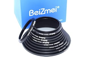 BEIZMEI Lot de 10 anneaux adaptateurs Step-up fabriqués en aluminium anodisé (en métal), comprend : 37-43 mm, 43 – 49 mm, 49 – 52 mm, 52 – 55 mm, 55 – 58 – 62 mm, 67 – 72 mm, 77 – 82 mm. ter Ring)