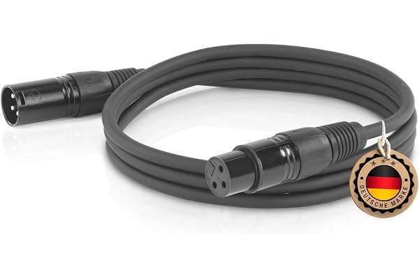ETEC XLR-kabel, mikrofonkabel, kontakt till uttag, anslutningskabel, svart, 5,00 m