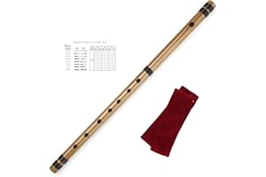 MOONANGEL Japanese Bamboo Flute with Black Lines 7/8 Hon Handmade Bamboo Musical Instrument (7 Hon)