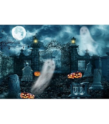 Sfondo Fotografico Halloween 3x2m - Cimitero Notte Mistica, Vinile, Per Feste E Studio