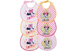 Ellepi Bavaglini Neonato Disney 6 Pezzi con Lacci | Minnie e Topolino | 100% Cotone con Retro Impermeabile