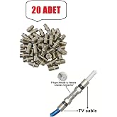 Derwell 20 Adet Tv Anten Kablo Konnekt&ouml;r&uuml; F/F Dişi Rg6 Koaksiyel Kablo Ara Uzatıcı Birleştirici F Konnekt&ouml;r&uuml;, Standart, DrwlF
