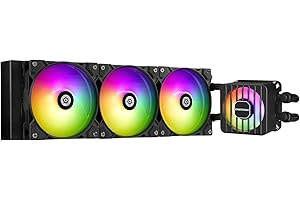 ENERMAX LIQMAXFLO 360mm A-RGB AIO CPU Liquid Cooler - High Performance Pump up to 3000RPM, 38mm Thick Radiator, 60mm VRM Fan, Pressure-Optimized Silent 120mm FDB PWM Fan, Intel LGA1700/AMD AM5 Ready