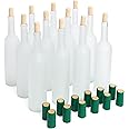GOLDBEARUK Empty Wine Glass Bottles 750ml - Set of 12 (Frosted Clear)